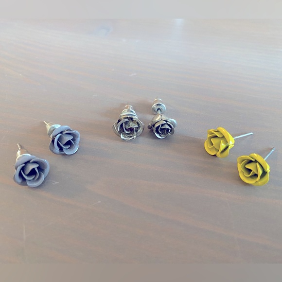 Urban Outfitters Jewelry - Urban Outfitters Metal Rose Stud Earrings- Set of 3